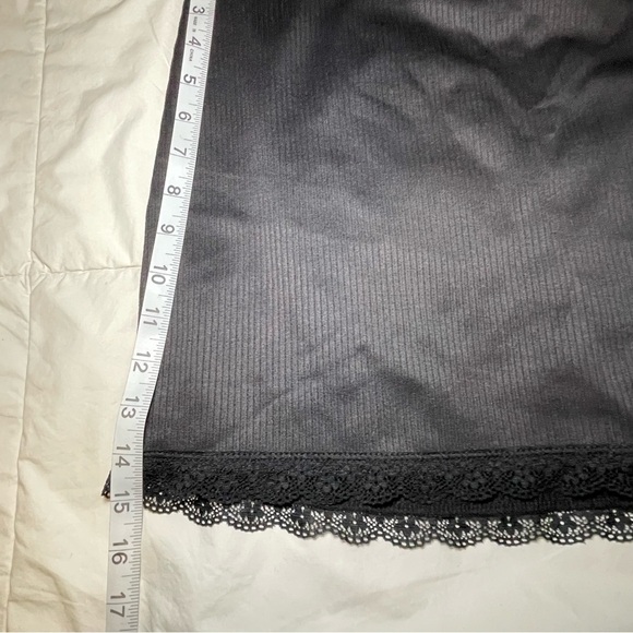 Elastic Black stretch Lace Trim Mini Skirt size L - Picture 3 of 11